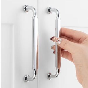 Polished Chrome Sleek Silver Cabinet Handles 10 Pack